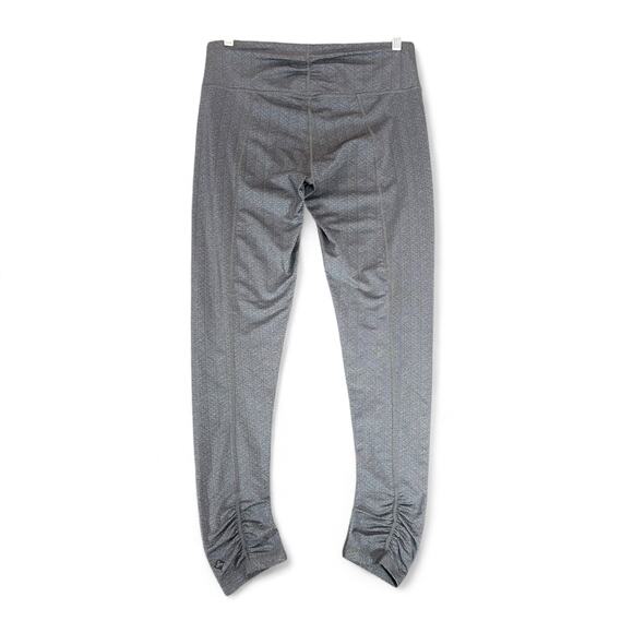 prAna Misty Full Ankle Leggings Shirred Jacquard Gray Texture Activewear Women L - Picture 5 of 8